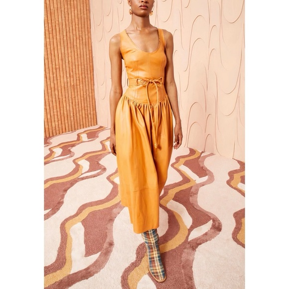 NWT Ulla Johnson Midi Sleeveless Belted Cordelia Leather Dress - Picture 3 of 10